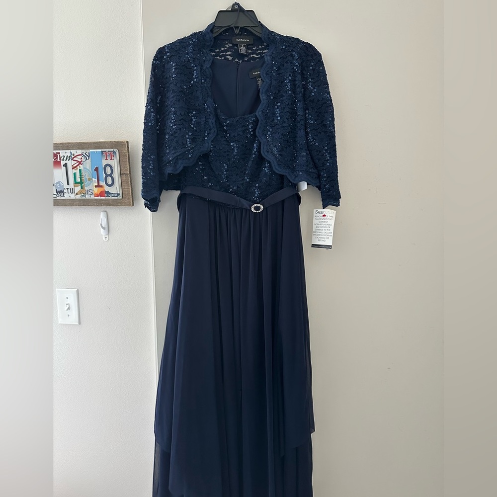 Women’s maxi v navy blue formal dress